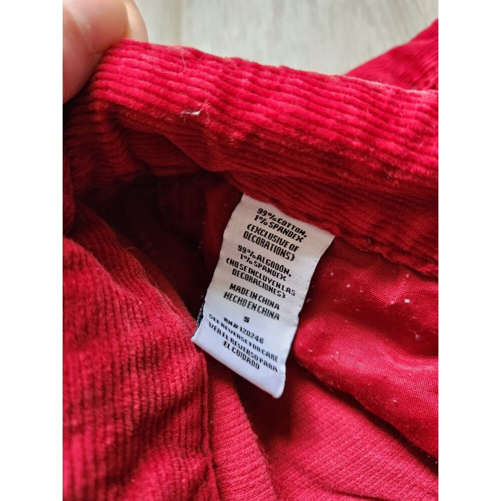VTG Y2K Truce Red Corduroy Low Rise Shorts Distressed Zip Pocket Stretch S EUC - Picture 4 of 9